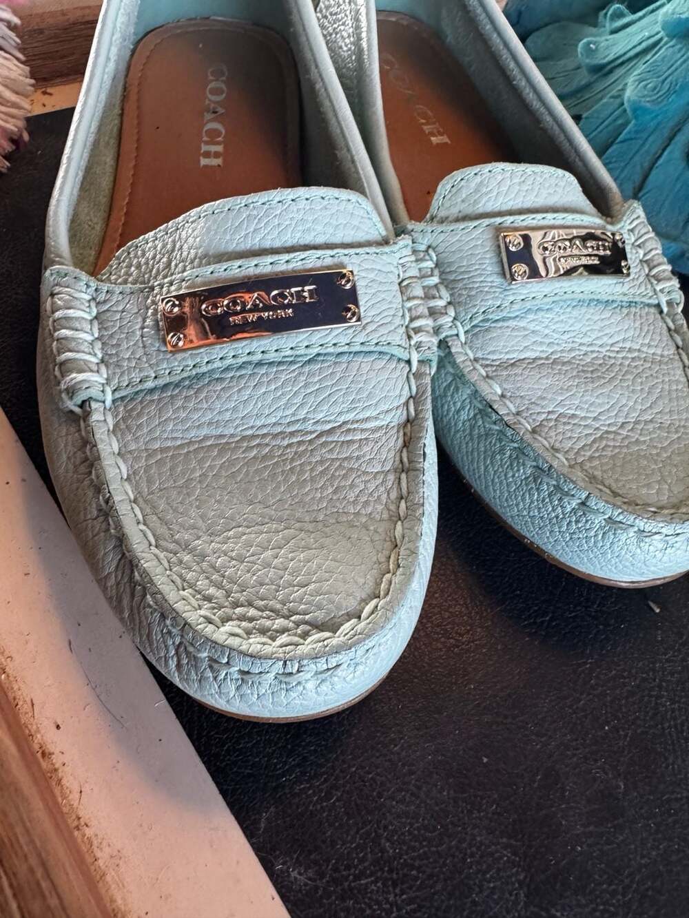Coach loafers light mint green women’s 6